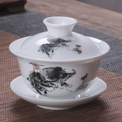 Keramički Gaiwan jingdezhen kineski kungfu čajnik Tri talenta Posuda za čaj Velika šalica za čaj Set tanjurića Kućni aparat za čaj Čajna ceremonija Poklon