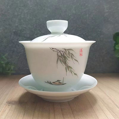 Keramički Gaiwan jingdezhen kineski kungfu čajnik Tri talenta Posuda za čaj Velika šalica za čaj Set tanjurića Kućni aparat za čaj Čajna ceremonija Poklon