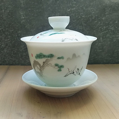 Keramički Gaiwan jingdezhen kineski kungfu čajnik Tri talenta Posuda za čaj Velika šalica za čaj Set tanjurića Kućni aparat za čaj Čajna ceremonija Poklon