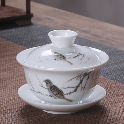Keramički Gaiwan jingdezhen kineski kungfu čajnik Tri talenta Posuda za čaj Velika šalica za čaj Set tanjurića Kućni aparat za čaj Čajna ceremonija Poklon