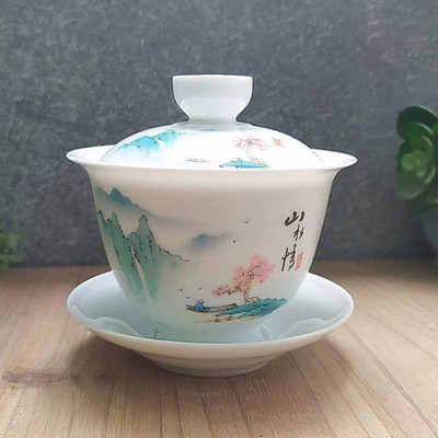 Keramički Gaiwan jingdezhen kineski kungfu čajnik Tri talenta Posuda za čaj Velika šalica za čaj Set tanjurića Kućni aparat za čaj Čajna ceremonija Poklon