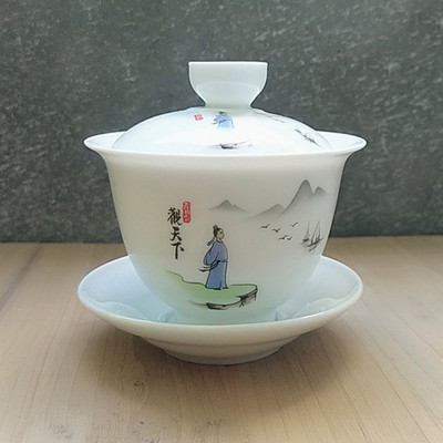 Kinijos mėlynos ir baltos porcelianinės arbatos tureen dubuo Rankų darbo keraminis arbatos puodelis Kelioninis nešiojamas Gaiwan namų arbatos rinkinys gėrimams 160 ml