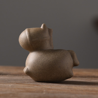 1 бр. Crude Pottery Zodiac Tea Pet Ornaments Boutique Сладка мини фигурка за чай Керамика Чаен сервиз Декорация Аксесоари за чаена маса