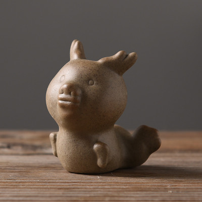 1 бр. Crude Pottery Zodiac Tea Pet Ornaments Boutique Сладка мини фигурка за чай Керамика Чаен сервиз Декорация Аксесоари за чаена маса