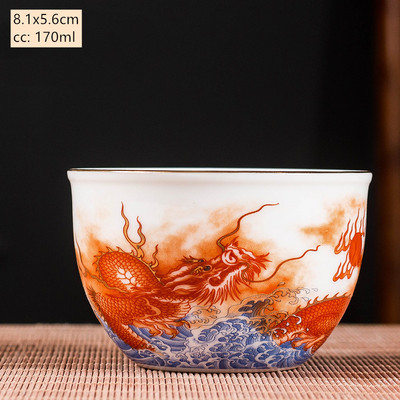 Keramika Sancai Gaiwan Bowl Dragon and Phoenix Master Cup arbatos puodelis Rankų darbo emalio spalvos arbatos dubuo Aukščiausios klasės pagarbos arbatos rinkinys