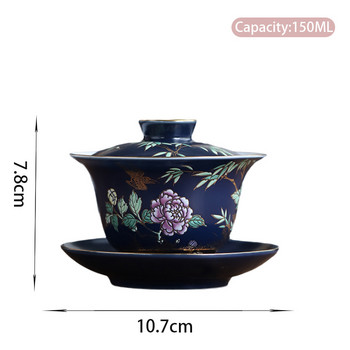 Palace Luxury Enamel Ceramic Gaiwan Teacup Ръчно рисувани цветя Pattern Tea Tueen Travel Tea Bowl Home Teaware Drinkware 150 ml