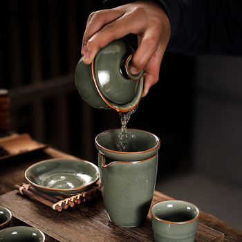 Традиционна напукана с лед керамика Gaiwan Home Teacup Пътна купа за чай Китайски прибори за чай Аксесоари Съдове за напитки Лична чаша 140 ml