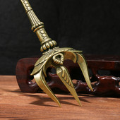 Меден тризъбец Чай Игла Орнамент за бюро Винтидж месингови миниатюри Фигурки Декорации Гръцка митология Аксесоар за оръжие Посейдон