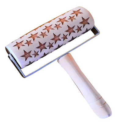 Kalėdiniai reljefiniai kočėliniai kepimo sausainiai Volelis Kalėdiniai mediniai kočėlai reljefiniams sausainiams kepti