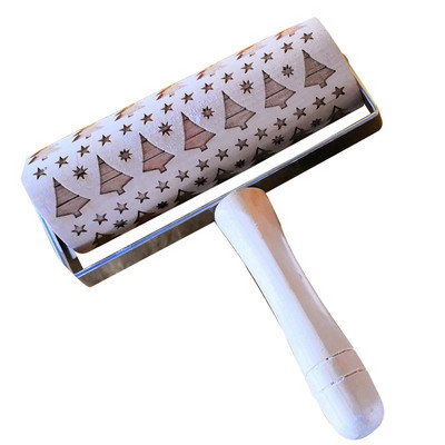 Kalėdiniai reljefiniai kočėliniai kepimo sausainiai Volelis Kalėdiniai mediniai kočėlai reljefiniams sausainiams kepti