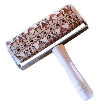 Kalėdiniai reljefiniai kočėliniai kepimo sausainiai Volelis Kalėdiniai mediniai kočėlai reljefiniams sausainiams kepti