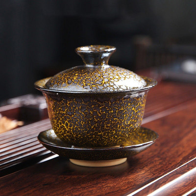 Keraminis Gaiwan arbatos indas Kung Fu arbatos rinkinio puodelio krosnis, pakeista Portelain arbata Tureen arbatos dubuo Sancai Gaiwan arbatos puodelis Namų didelis arbatos virimo aparatas