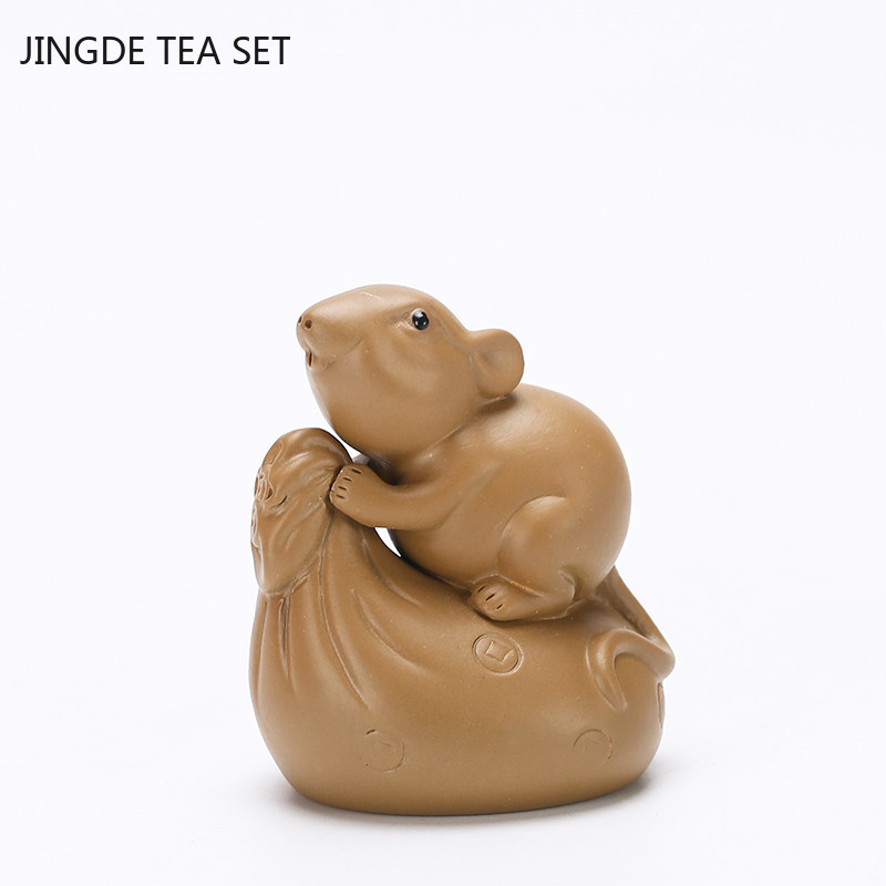 Kínai Yixing Purple Clay Tea Háziállat Kézzel Készített Állat- és Növénymodell Tea Figura Díszek Teáskészlet Dekoráció Kiváló ajándékok