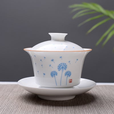Висококачествен бял костен порцеланов сервиз за чай Gaiwan, бял сервиз за чай Kung Fu, керамичен сервиз за чай за пътуване, чаша Gaiwan от китайски порцелан