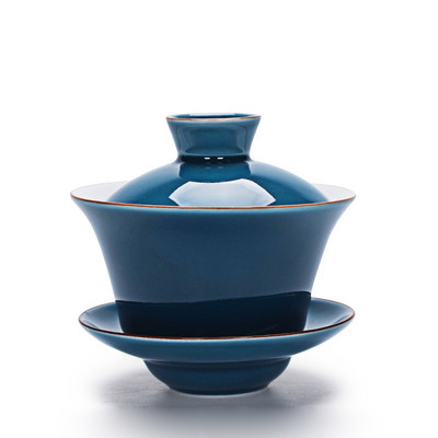 140ml Exquisite Famous Guan kemencés teáskészlet Gaiwan,porcelán teástál készlet fedett tál fedővel csészealj Kínai csészetálak