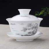 Ceașcă de ceai din ceramică Gaiwan Jingdezhen, realizată manual, pahar de ceai Boutique, castron de ceai din porțelan chinezesc Accesorii pentru veselă pentru băuturi