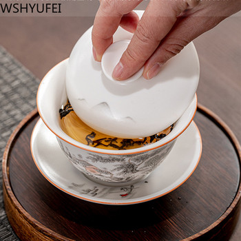 Jingdezhen Ceramic Gaiwan φλιτζάνι τσαγιού χειροποίητο μπολ τσαγιού Tea Tureen Boutique Κινέζικη πορσελάνη Αξεσουάρ τσαγιού Ποτά