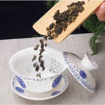Jingdezhen Керамика Gaiwan Чаша за чай ръчно изработена супница за чай Бутикова купа за чай Китайски порцелан Аксесоари за чай Съдове за напитки