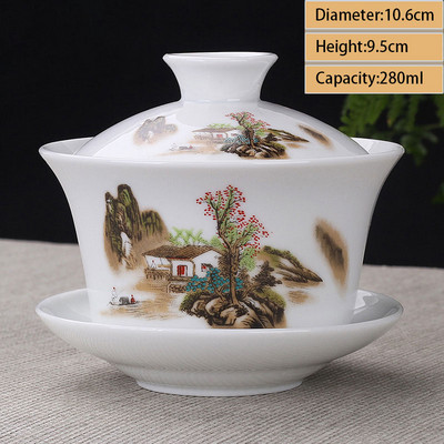 Ceașcă de ceai din ceramică Gaiwan Jingdezhen, realizată manual, pahar de ceai Boutique, castron de ceai din porțelan chinezesc Accesorii pentru veselă pentru băuturi