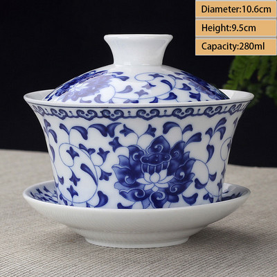 Ceașcă de ceai din ceramică Gaiwan Jingdezhen, realizată manual, pahar de ceai Boutique, castron de ceai din porțelan chinezesc Accesorii pentru veselă pentru băuturi