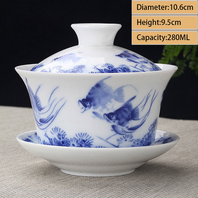 Ceașcă de ceai din ceramică Gaiwan Jingdezhen, realizată manual, pahar de ceai Boutique, castron de ceai din porțelan chinezesc Accesorii pentru veselă pentru băuturi