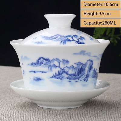 Ceașcă de ceai din ceramică Gaiwan Jingdezhen, realizată manual, pahar de ceai Boutique, castron de ceai din porțelan chinezesc Accesorii pentru veselă pentru băuturi
