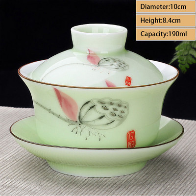 Ceașcă de ceai din ceramică Gaiwan Jingdezhen, realizată manual, pahar de ceai Boutique, castron de ceai din porțelan chinezesc Accesorii pentru veselă pentru băuturi