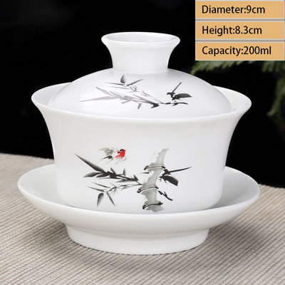 Ceașcă de ceai din ceramică Gaiwan Jingdezhen, realizată manual, pahar de ceai Boutique, castron de ceai din porțelan chinezesc Accesorii pentru veselă pentru băuturi