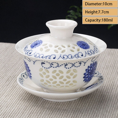 Ceașcă de ceai din ceramică Gaiwan Jingdezhen, realizată manual, pahar de ceai Boutique, castron de ceai din porțelan chinezesc Accesorii pentru veselă pentru băuturi