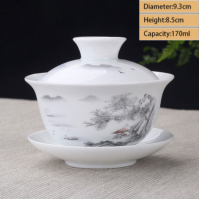 Ceașcă de ceai din ceramică Gaiwan Jingdezhen, realizată manual, pahar de ceai Boutique, castron de ceai din porțelan chinezesc Accesorii pentru veselă pentru băuturi