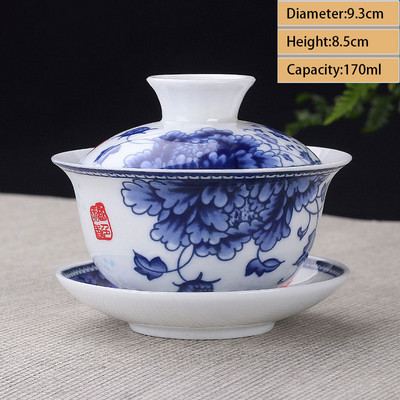 Ceașcă de ceai din ceramică Gaiwan Jingdezhen, realizată manual, pahar de ceai Boutique, castron de ceai din porțelan chinezesc Accesorii pentru veselă pentru băuturi
