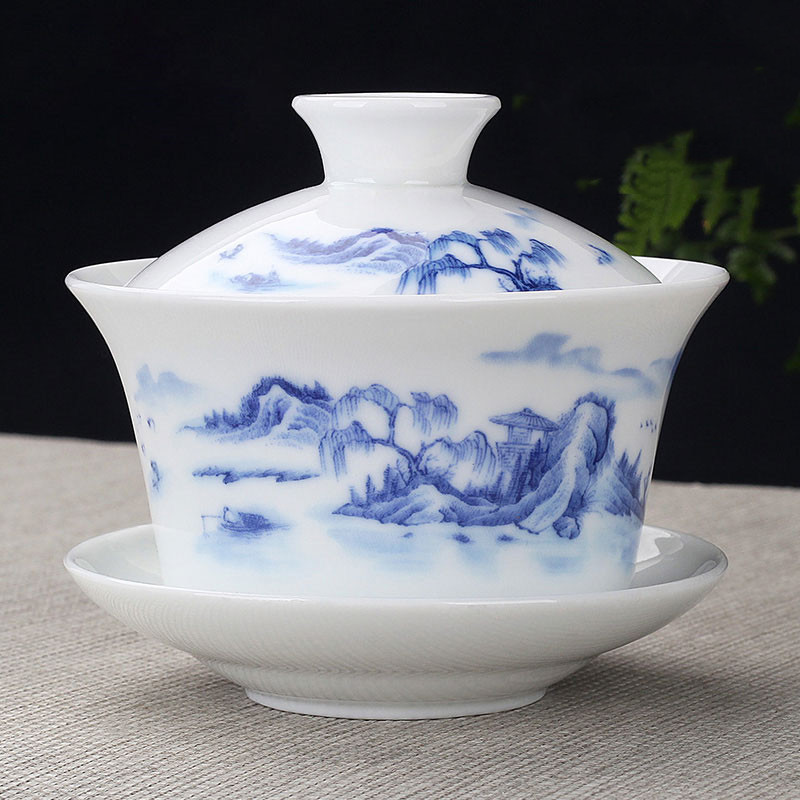 Ceașcă de ceai din ceramică Gaiwan Jingdezhen, realizată manual, pahar de ceai Boutique, castron de ceai din porțelan chinezesc Accesorii pentru veselă pentru băuturi