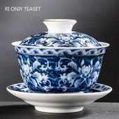 Jingdezhen kék-fehér porcelán tea tureen tál kézzel készített kerámia teáscsésze utazási hordozható Gaiwan otthoni teáskészlet ivóedény 160 ml
