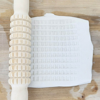 Точилка с дървена текстура Керамична керамика Полимерна арт релефна пръчка за правене на юфка Ръчно изработена керамична керамика Art Pattern Decor