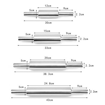 Αντικολλητικός πλάστης από ανοξείδωτο ατσάλι 4 μεγεθών Bakers Cookie Dough Pizza Noodles Roller Cake Bakeware Kitchen Baking Batry Tools