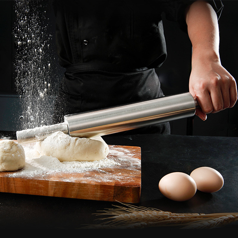 4 izmēra nerūsējošā tērauda nepiedegošā rullīša maiznieki Cepumu mīklas picas nūdeles kūku veltnis Cepšanas trauki Virtuves cepšanai konditorejas izstrādājumi