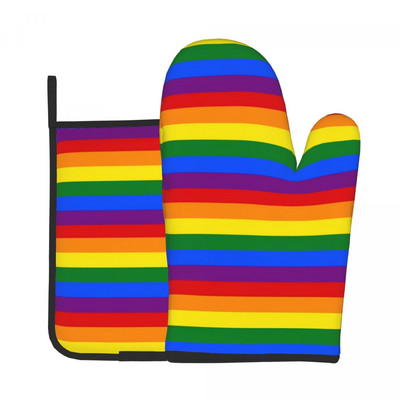 Burvju sēņu virtuves cimds Hipster varavīksnes apdruka pret karstumu cepšana gatavošana dūraiņa katla turētājs BBQ maizes dūraiņu komplekts