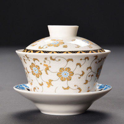 Miyayan stila keramikas Gaiwan tējas krūze ar rokām gatavota ķīniešu pūķa raksta tējas tēja bļoda Retro porcelāna tējas trauku piederumi 200 ml