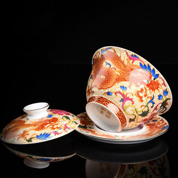 Palace Enamel Dragon Pattern Ceramic Gaiwan Chinese Handmade Teacup Travel Tea Bowl Home Teaware Аксесоари Drinkness 170ml