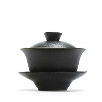 Black Ceramics Gaiwan Boutique ar vāku tējas tasei Mājas rokām gatavota tēja Tureen Ķīniešu tējas ceremonijas piederumi pielāgoti tējas komplekti