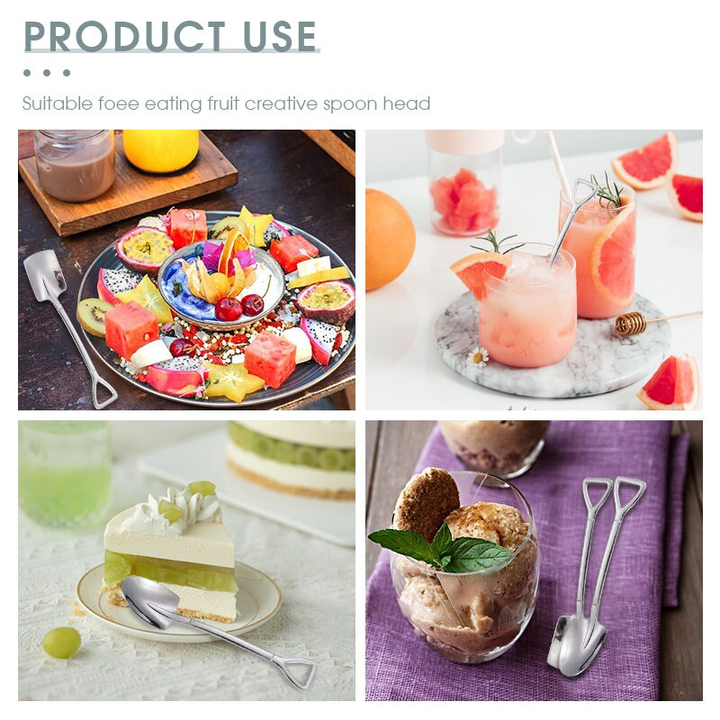 4 gab. Lāpsta karote nerūsējošā tērauda kafijas karote lāpstas forma smaila karote tējas cukura maisīšanas karote saldējuma karote