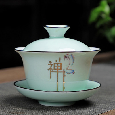 Pielāgots vintage tējas komplekts keramikas Gaiwan mājsaimniecības tējas bļoda tējtasīte ar vāku Pārnēsājama porcelāna tējas infuser Ķīniešu meistara kauss