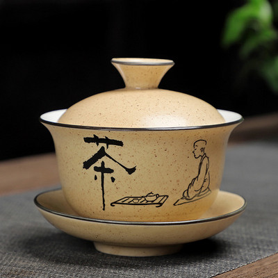 Pielāgots vintage tējas komplekts keramikas Gaiwan mājsaimniecības tējas bļoda tējtasīte ar vāku Pārnēsājama porcelāna tējas infuser Ķīniešu meistara kauss