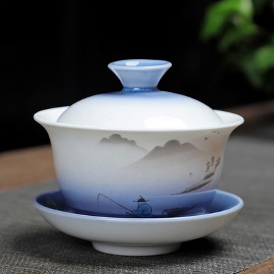 Pielāgots vintage tējas komplekts keramikas Gaiwan mājsaimniecības tējas bļoda tējtasīte ar vāku Pārnēsājama porcelāna tējas infuser Ķīniešu meistara kauss