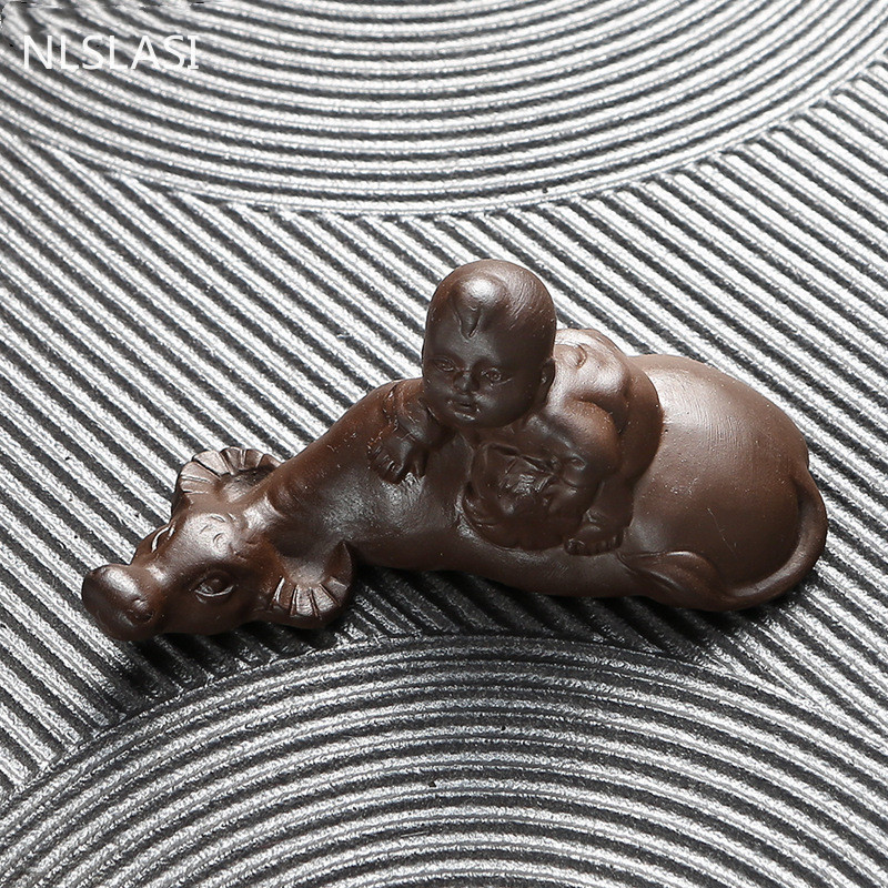 NLSLASI purpura māla tēja mājdzīvnieku roku darbs liellopu figūriņas tējas ceremonijas aksesuāri Creative Home tējas galda dekorācijas ornaments