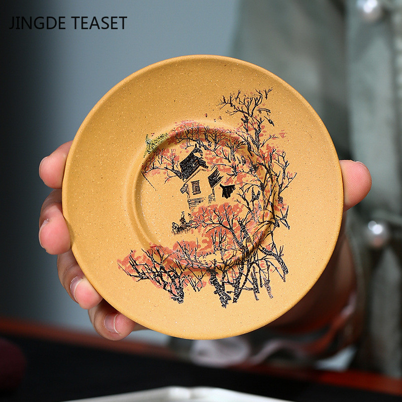 Yixing purpursarkanā māla tēja Gaiwan tējas krūze ar rokām apgleznota tēja Tureen ķīniešu retro tējas komplekta piederumi Tējas ceremonijas dzēriens Mājas 120ml