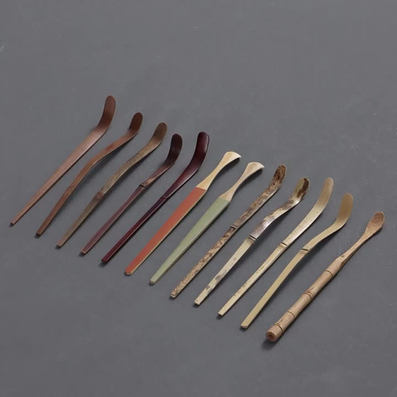 Natūralūs rankų darbo medžio arbatos lapeliai Matcha lazdelės Šaukštas Arbatos indas baltas bambuko virtuvės įrankis Prieskonių programėlė Maisto gaminimo reikmenų priedai