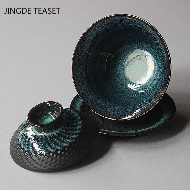 Αλλαγή φούρνου Dehua Κεραμικό φλιτζάνι τσαγιού Gaiwan Χειροποίητο σετ τσαγιού κινέζικη ρετρό σετ τσαγιού Αξεσουάρ Master Cup Drinkware 180ML