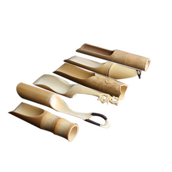 Нова дървена лъжица за чай от естествен бамбук Ретро стил Инструменти за чай Чаена лъжичка Кухненска висококачествена лъжица Деликатни аксесоари