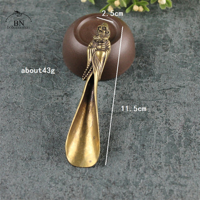 Senovinis žalvaris varinis elnio dharma galvos arbatos kaušeliai semtuvas Kavos juodosios arbatos šaukštelis miltelių šaukštelis arbatos indas Arbatos ceremonijos ledai